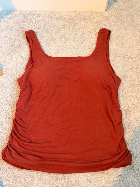 OGL Tops - OGL Tank Top Size 2XL Rust Red Square Neck Ruched Built In Bra